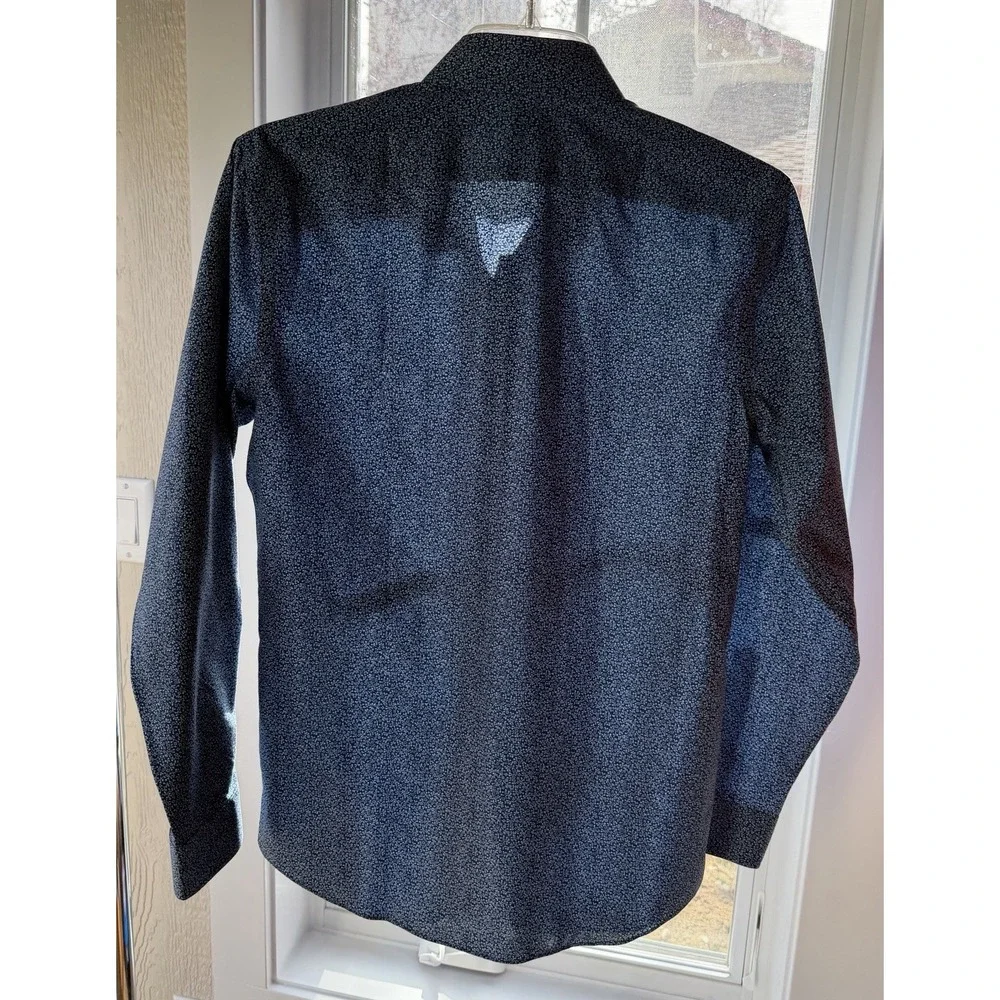 Banana Republic Mens Large Grant Slim Fit Non-Iron Button Down Shirt Blue EUC